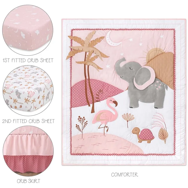 The Peanutshell Organic Safari Oasis 4-pc. Crib Bedding Set
