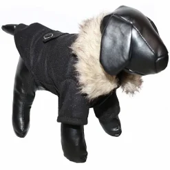 The Pet Life Buttoned 'Coast-Guard' Fashion Faux-Fur Collared Wool Pet Coat