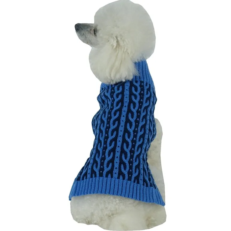 The Pet Life Harmonious Dual Color Weaved Heavy Cable Knitted Fashion Designer Dog Sweater
