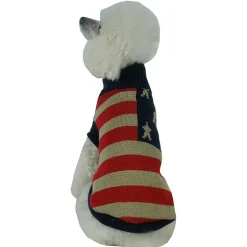 The Pet Life Patriot Independence Star Heavy Knitted Fashion Ribbed Turtle Neck Dog Sweater