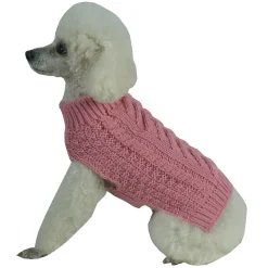 The Pet Life Swivel-Swirl Heavy Cable Knitted Fashion Designer Dog Sweater
