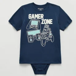 Thereabouts Little & Big Kid Boys Easy-on + Easy-off Adaptive Crew Neck Short Sleeve Bodysuit