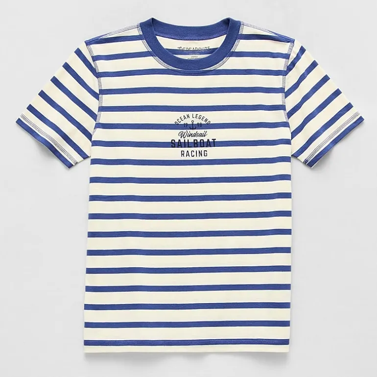 Thereabouts Little & Big Kid Boys Easy-on + Easy-off Sensory Friendly Crew Neck Short Sleeve Adaptive Regular Fit Graphic T-Shirt