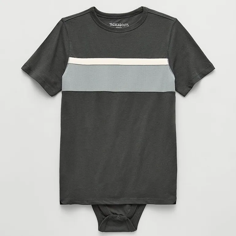 Thereabouts Little & Big Kid Boys Bodysuit Closure Easy-on + Easy-off Adaptive Crew Neck Short Sleeve Bodysuit