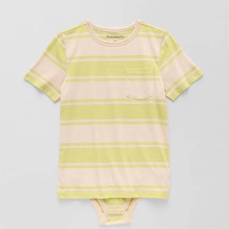 Thereabouts Little & Big Kid Boys Bodysuit Closure Easy-on + Easy-off Adaptive Crew Neck Short Sleeve Bodysuit