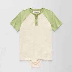 Thereabouts Little & Big Kid Boys Bodysuit Closure Easy-on + Easy-off Adaptive Henley Neck Short Sleeve Bodysuit