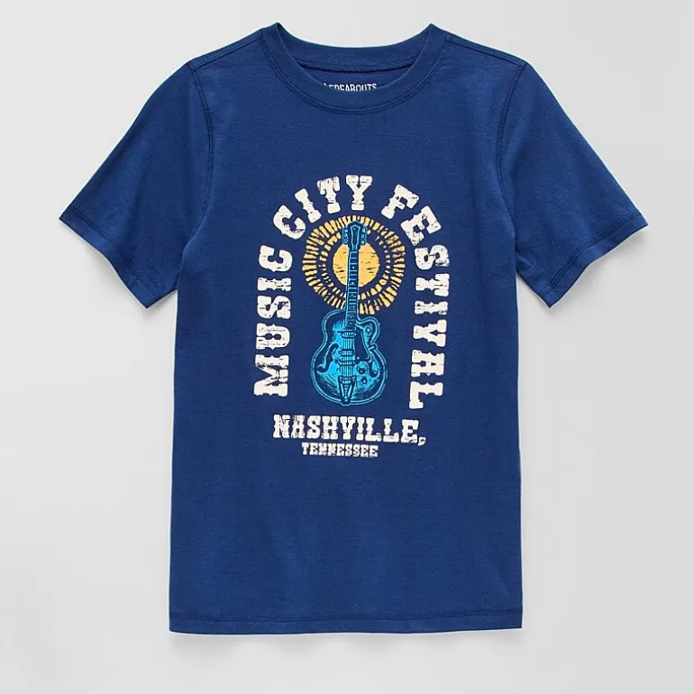 Thereabouts Little & Big Kid Boys Easy-on + Easy-off Sensory Friendly Crew Neck Short Sleeve Adaptive Regular Fit Graphic T-Shirt