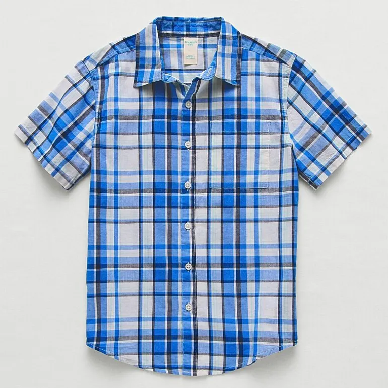 Thereabouts Little & Big Kid Boys Short Sleeve Regular Fit Button-Down Shirt