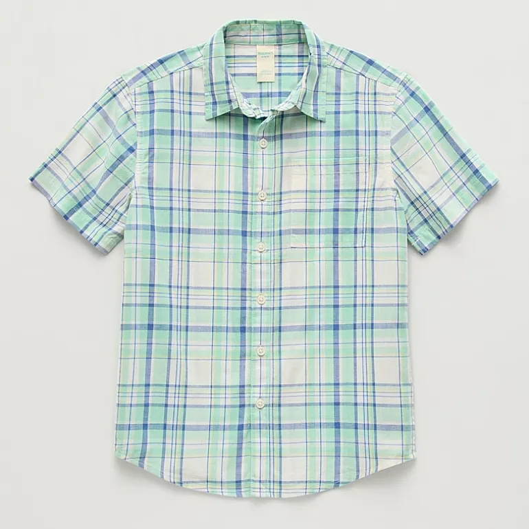 Thereabouts Little & Big Kid Boys Short Sleeve Regular Fit Button-Down Shirt