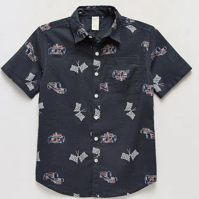 Thereabouts Little & Big Kid Boys Short Sleeve Regular Fit Button-Down Shirt