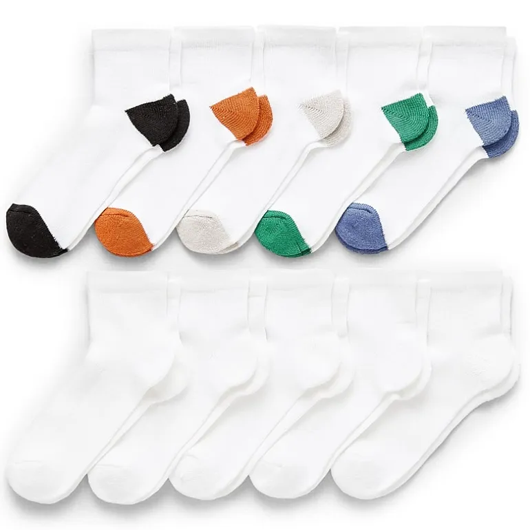Thereabouts Little & Big Kid Boys Multi-Pack 10 Pair Quarter Ankle Socks