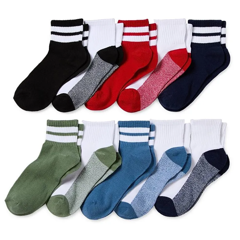 Thereabouts Little & Big Kid Boys 10 Pair Quarter Ankle Socks