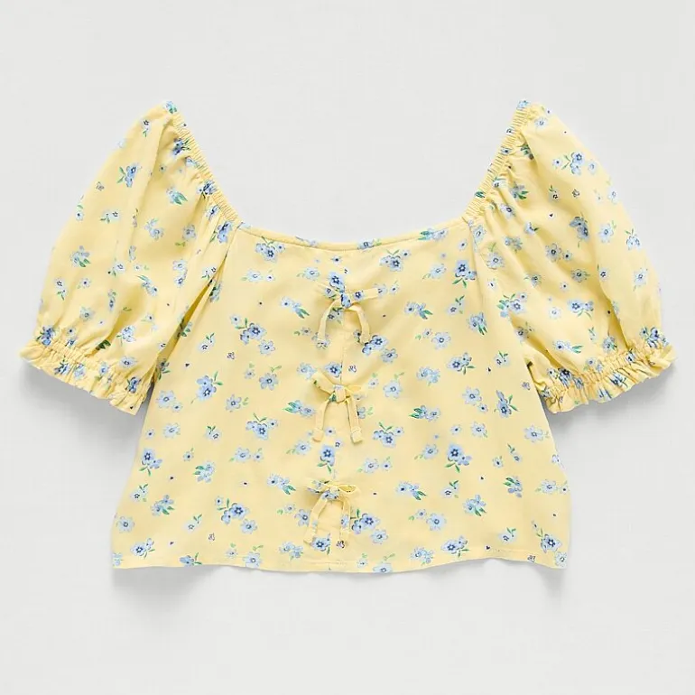 Thereabouts Little & Big Kid Girls Square Neck Short Sleeve Blouse
