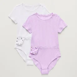 Thereabouts Little & Big Kid Girls Crew Neck Short Sleeve Adaptive 2-pc. Bodysuit