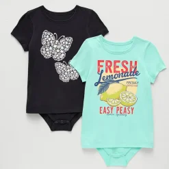 Thereabouts Little & Big Kid Girls Crew Neck Short Sleeve Adaptive 2-pc. Bodysuit