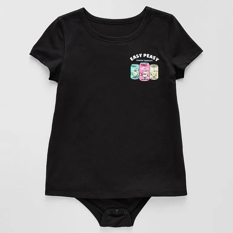 Thereabouts Little & Big Kid Girls Crew Neck Short Sleeve Adaptive Rib Bodysuit
