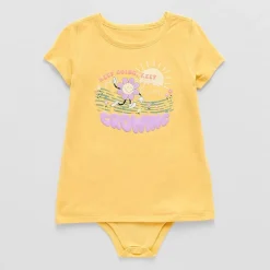 Thereabouts Little & Big Kid Girls Crew Neck Short Sleeve Adaptive Rib Bodysuit