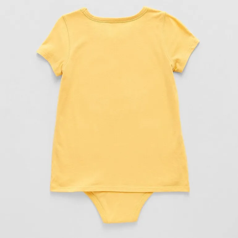 Thereabouts Little & Big Kid Girls Crew Neck Short Sleeve Adaptive Rib Bodysuit
