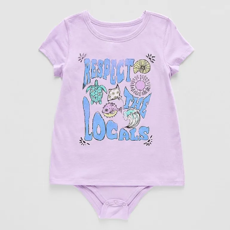 Thereabouts Little & Big Kid Girls Crew Neck Short Sleeve Adaptive Rib Bodysuit