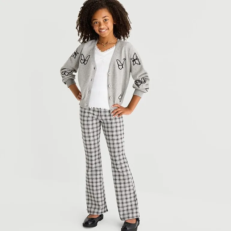 Thereabouts Little & Big Kid Girls V Neck Long Sleeve Button Floral Cardigan