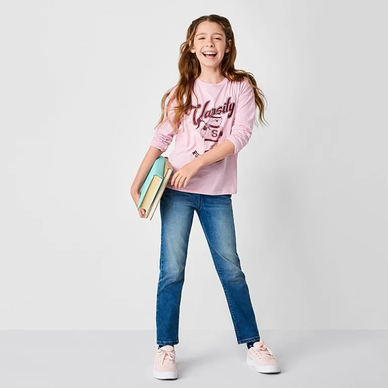 Thereabouts Little & Big Kid Girls Adjustable Waist Stretch Fabric Superflex Mid Rise Regular Fit Bootcut Jean