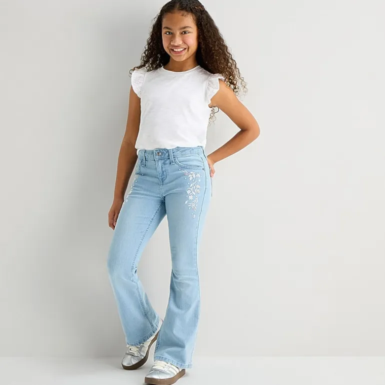 Thereabouts Little & Big Kid Girls Button Fly Flare Leg Jean