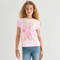 Thereabouts Little & Big Kid Girls Crew Neck Short Sleeve Classic Fit Graphic T-Shirt