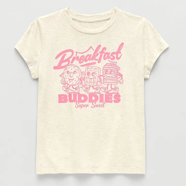 Thereabouts Little & Big Kid Girls Crew Neck Short Sleeve Classic Fit Graphic T-Shirt