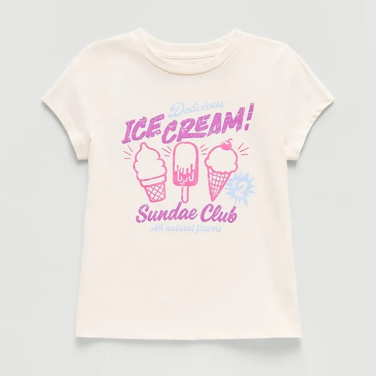 Thereabouts Little & Big Kid Girls Crew Neck Short Sleeve Classic Fit Graphic T-Shirt
