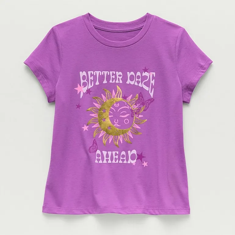 Thereabouts Little & Big Kid Girls Crew Neck Short Sleeve Classic Fit Graphic T-Shirt