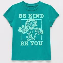 Thereabouts Little & Big Kid Girls Crew Neck Short Sleeve Classic Fit Graphic T-Shirt