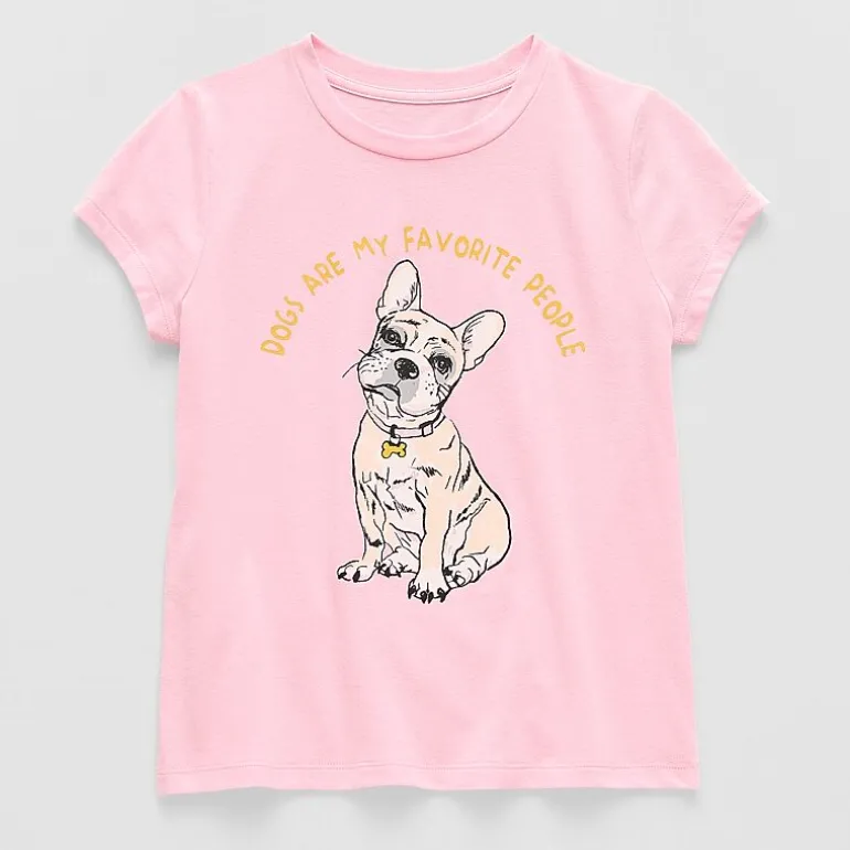 Thereabouts Little & Big Kid Girls Crew Neck Short Sleeve Classic Fit Graphic T-Shirt