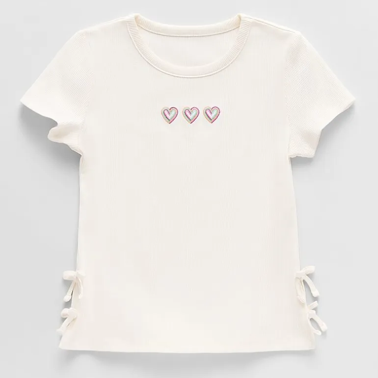 Thereabouts Little & Big Kid Girls Crew Neck Short Sleeve Embroidered T-Shirt