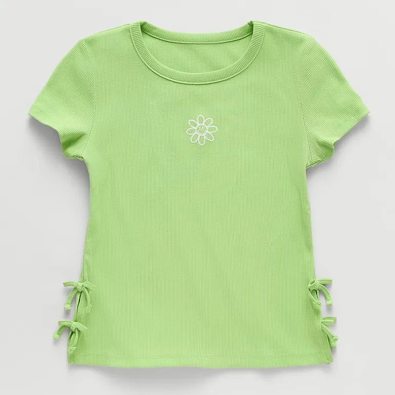 Thereabouts Little & Big Kid Girls Crew Neck Short Sleeve Embroidered T-Shirt
