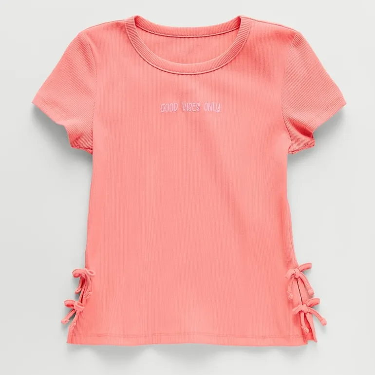 Thereabouts Little & Big Kid Girls Crew Neck Short Sleeve Embroidered T-Shirt