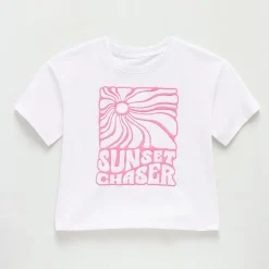 Thereabouts Little & Big Kid Girls Crew Neck Short Sleeve Boxy Fit Graphic T-Shirt