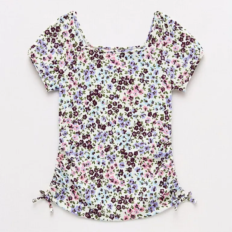 Thereabouts Little & Big Kid Girls Square Neck Short Sleeve T-Shirt