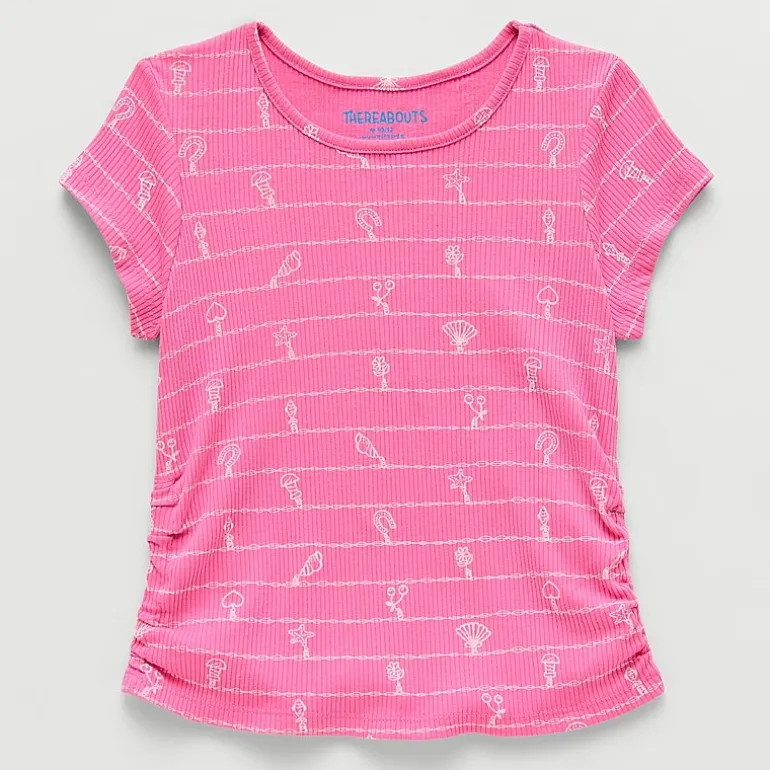 Thereabouts Little & Big Kid Girls Round Neck Short Sleeve T-Shirt