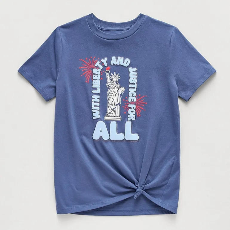 Thereabouts Little & Big Kid Girls Crew Neck Short Sleeve Oversized Graphic T-Shirt