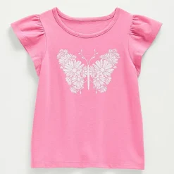 Thereabouts Little & Big Kid Girls Square Neck Short Sleeve Embroidered T-Shirt
