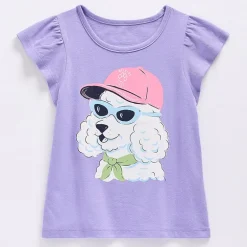 Thereabouts Little & Big Kid Girls Square Neck Short Sleeve Embroidered T-Shirt
