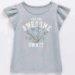 Thereabouts Little & Big Kid Girls Square Neck Short Sleeve Embroidered T-Shirt