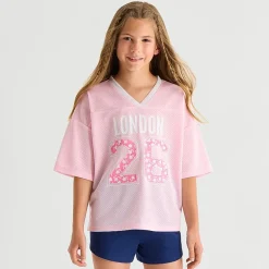 Thereabouts Little & Big Kid Girls V Neck Short Sleeve Oversized Graphic T-Shirt