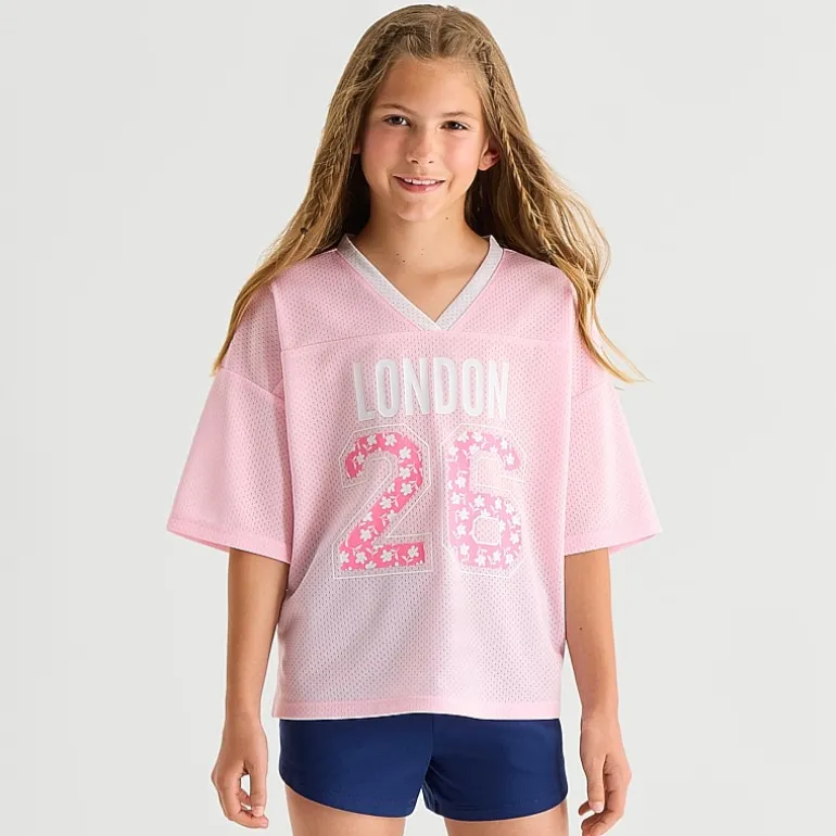 Thereabouts Little & Big Kid Girls V Neck Short Sleeve Oversized Graphic T-Shirt