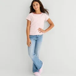Thereabouts Little & Big Kid Girls Boat Neck Short Sleeve Lace Trim T-Shirt