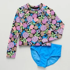 Thereabouts Little & Big Kid Girls Floral 2-pc. Rash Guard Set