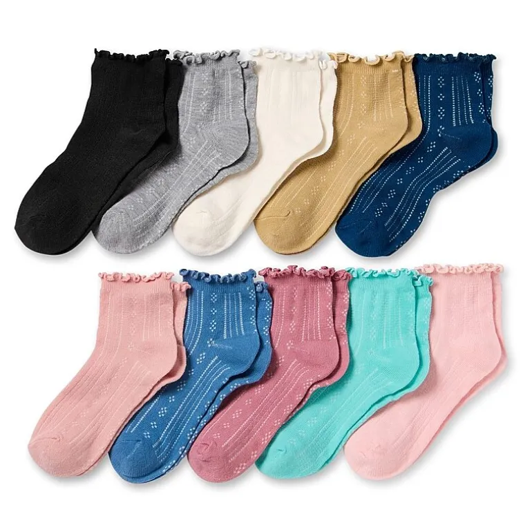 Thereabouts Little & Big Kid Girls 10 Pair Quarter Ankle Socks