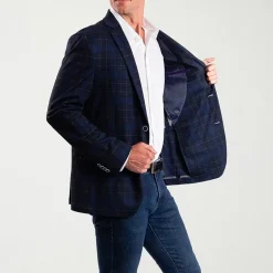 The Savile Row Co Mens Plaid Modern Fit Sport Coat