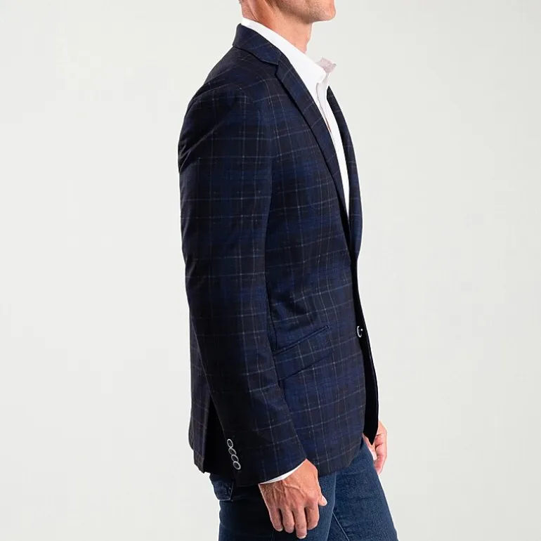 The Savile Row Co Mens Plaid Modern Fit Sport Coat