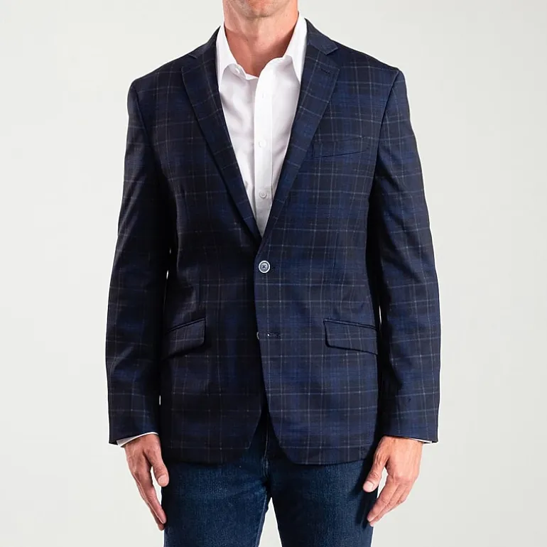 The Savile Row Co Mens Plaid Modern Fit Sport Coat